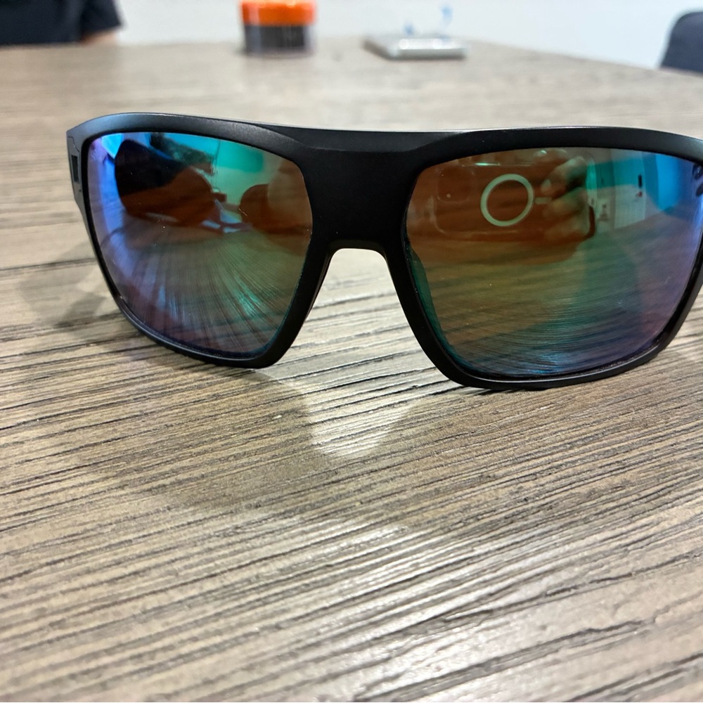 Costa Men's Black Frame Sunglasses with Blue-Green Mirrored Lenses